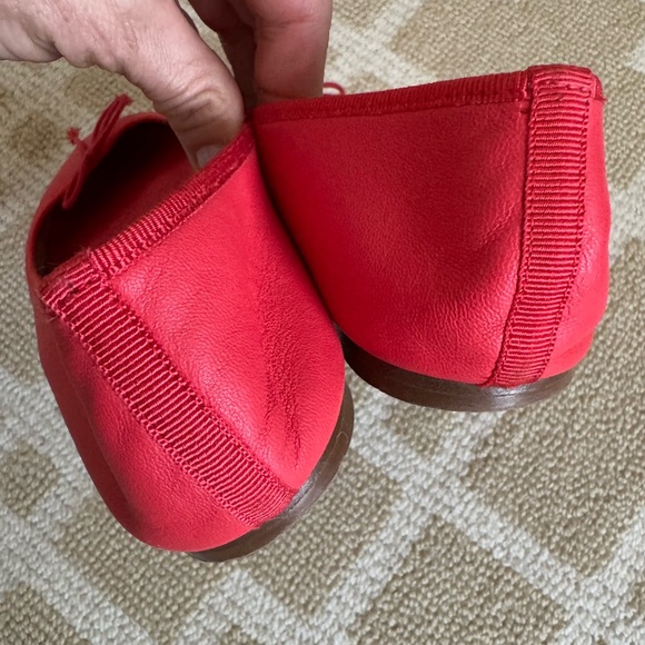 J. Crew Italian Leather Classic Ballet Flats Bow Detail Christmas Preppy Red 6 - Picture 7 of 9